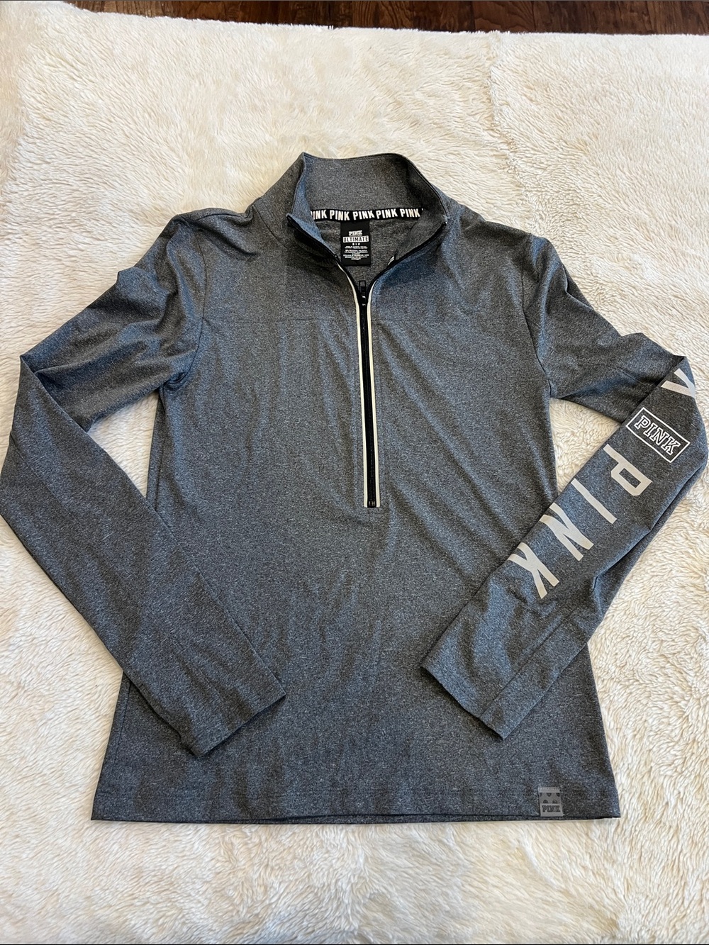 Pink Ultimate Half zip pullover Gray Small